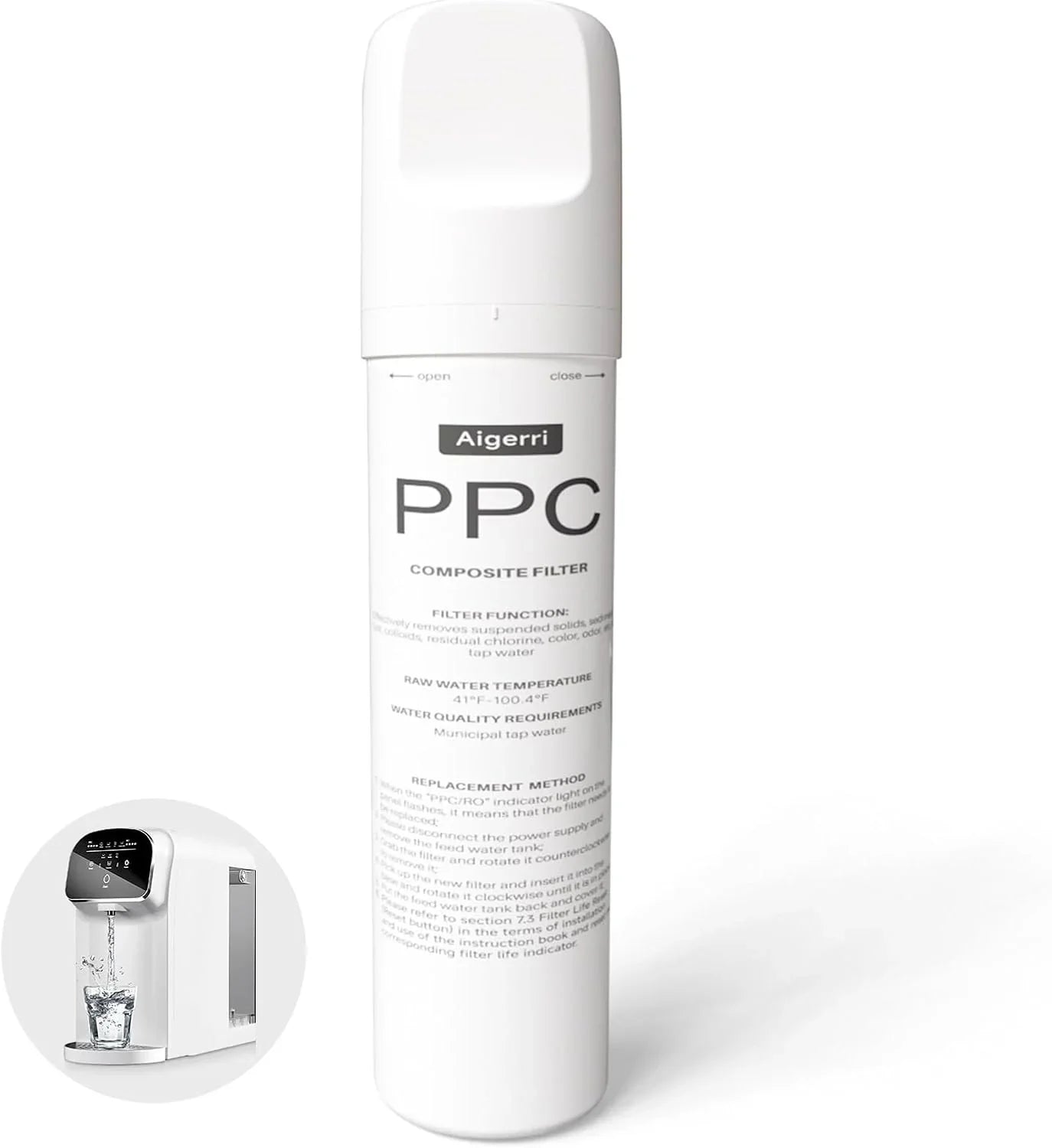 Aigerri PPC composite water filter cartridge for countertop reverse osmosis systems, removes chlorine and impurities